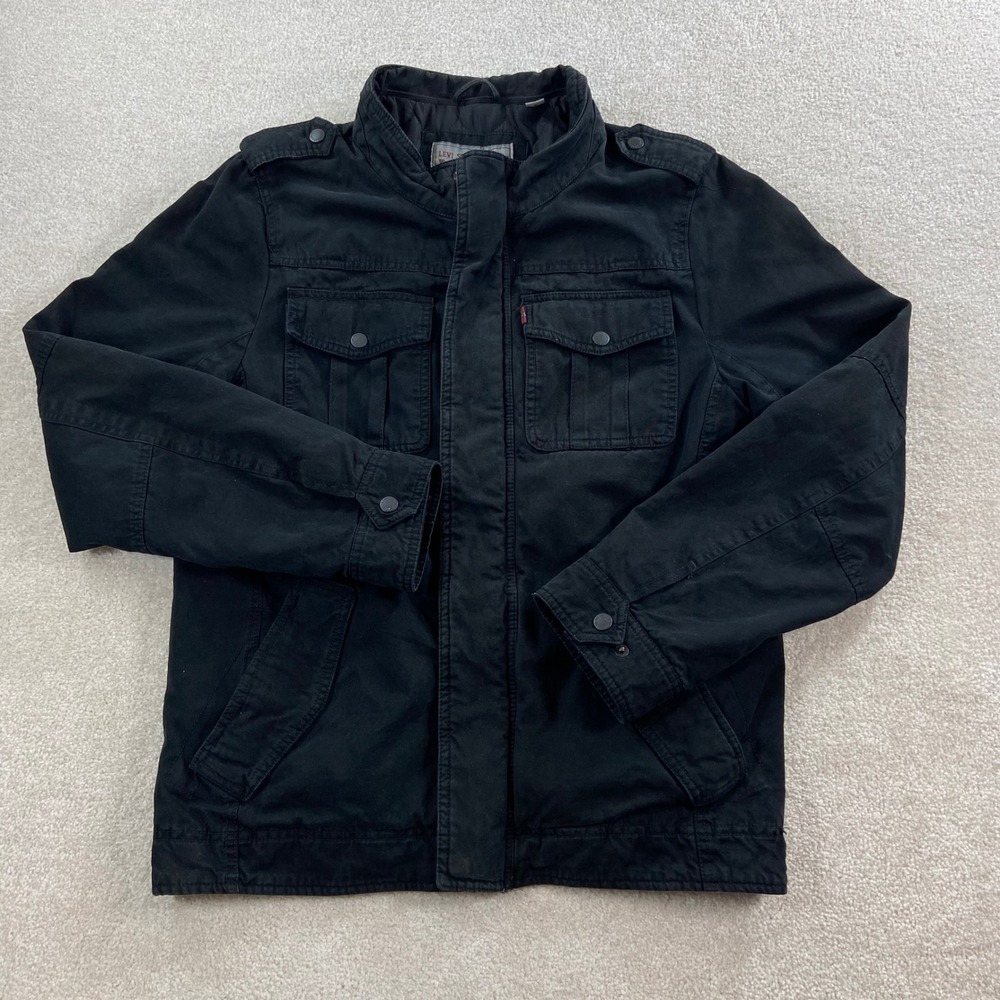 Levi Strauss Field Jacket Mens Small Black Quilted Lining Military Utility Coat